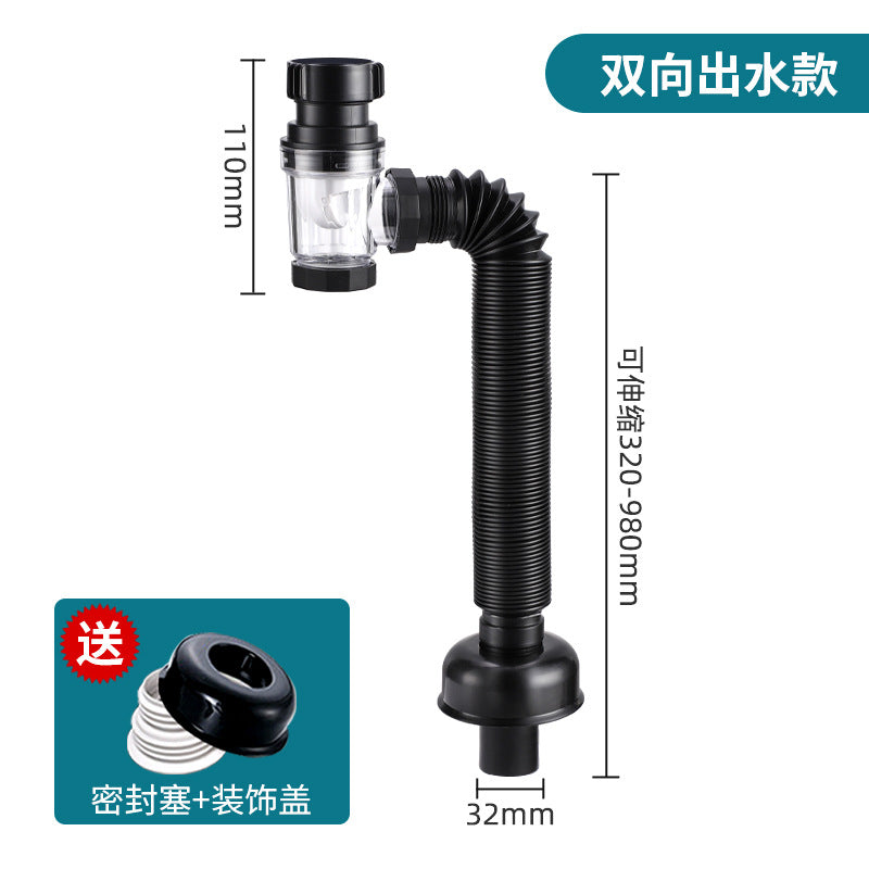 Tubo de Drenaje Antiodor para Lavabo de Baño con Núcleo de Cobre