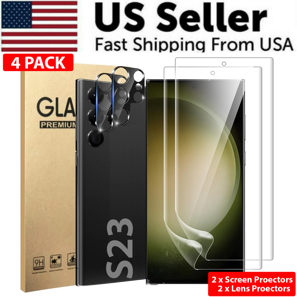 Protector de Pantalla de Cristal Templado Lente Hidrogel Para Samsung S23 S22 Ultra Plus USA