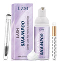 LZM Champú para Pestañas Limpiador de Pestañas - Kit de Limpieza para Lavado de Pestañas para Racimos de Pestañas/Extensiones de Pestañas Espuma Limpiadora de Pestañas Jabón de Pestañas Cuidado de Pestañas Sin Aceite 60ml (KIT DE CHAMPÚ 3-EN-1)