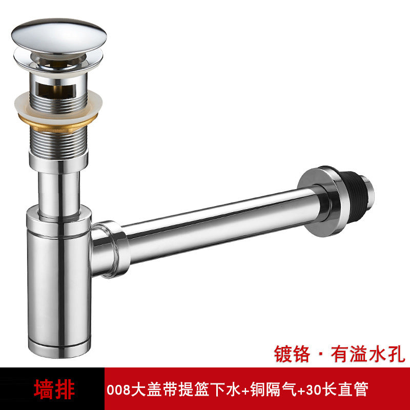 Tubo de Drenaje Antiodor para Lavabo de Baño con Núcleo de Cobre