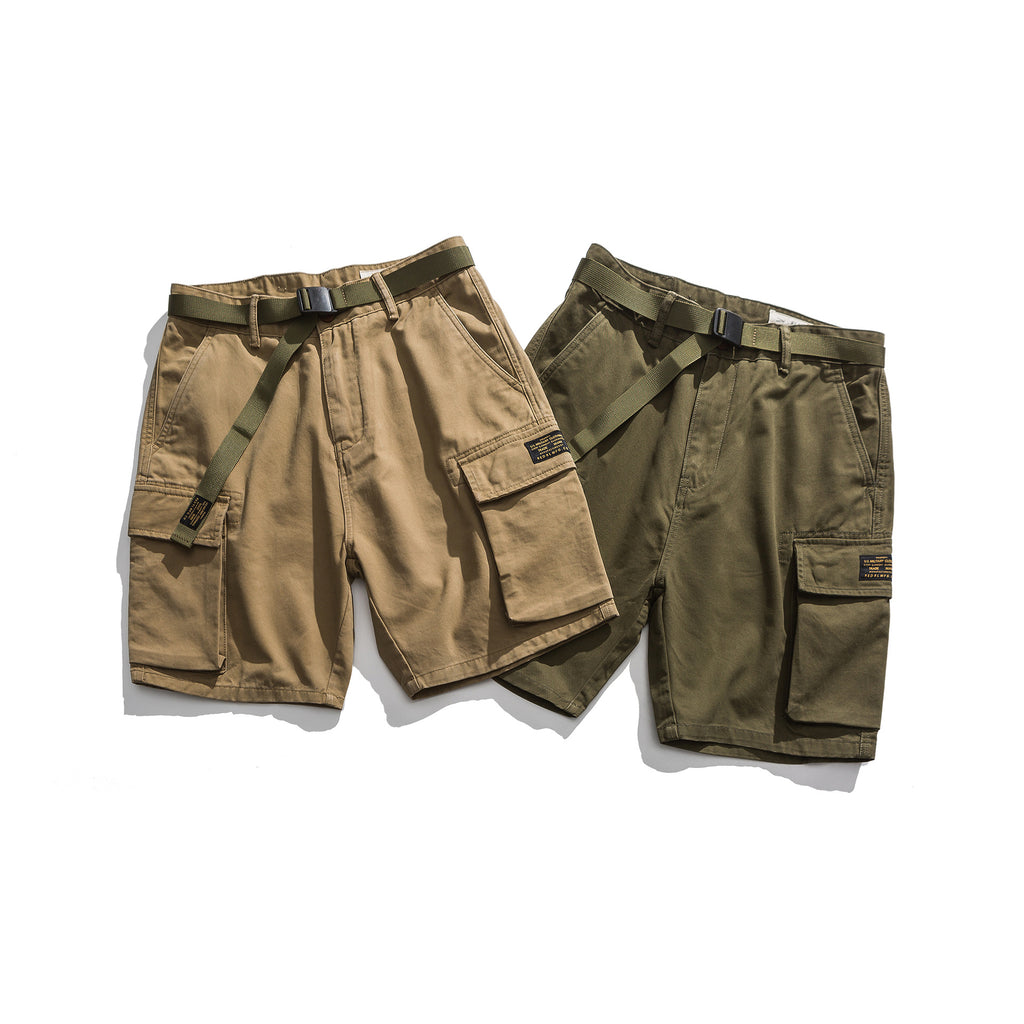 Pantalones Cortos de Trabajo Verde Ejército Caqui con Múltiples Bolsillos