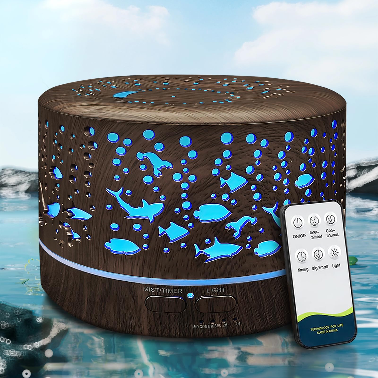 Difusores de Aceites Esenciales para Grandes Espacios con R/C 600ml, Difusores de Aceite Esencial para el Hogar con Apagado Automático Sin Agua, Cambio de 7 Colores, 3 Modos de Niebla, Humidificadores de Niebla Fría para Decoración de Dormitorio de Casa,