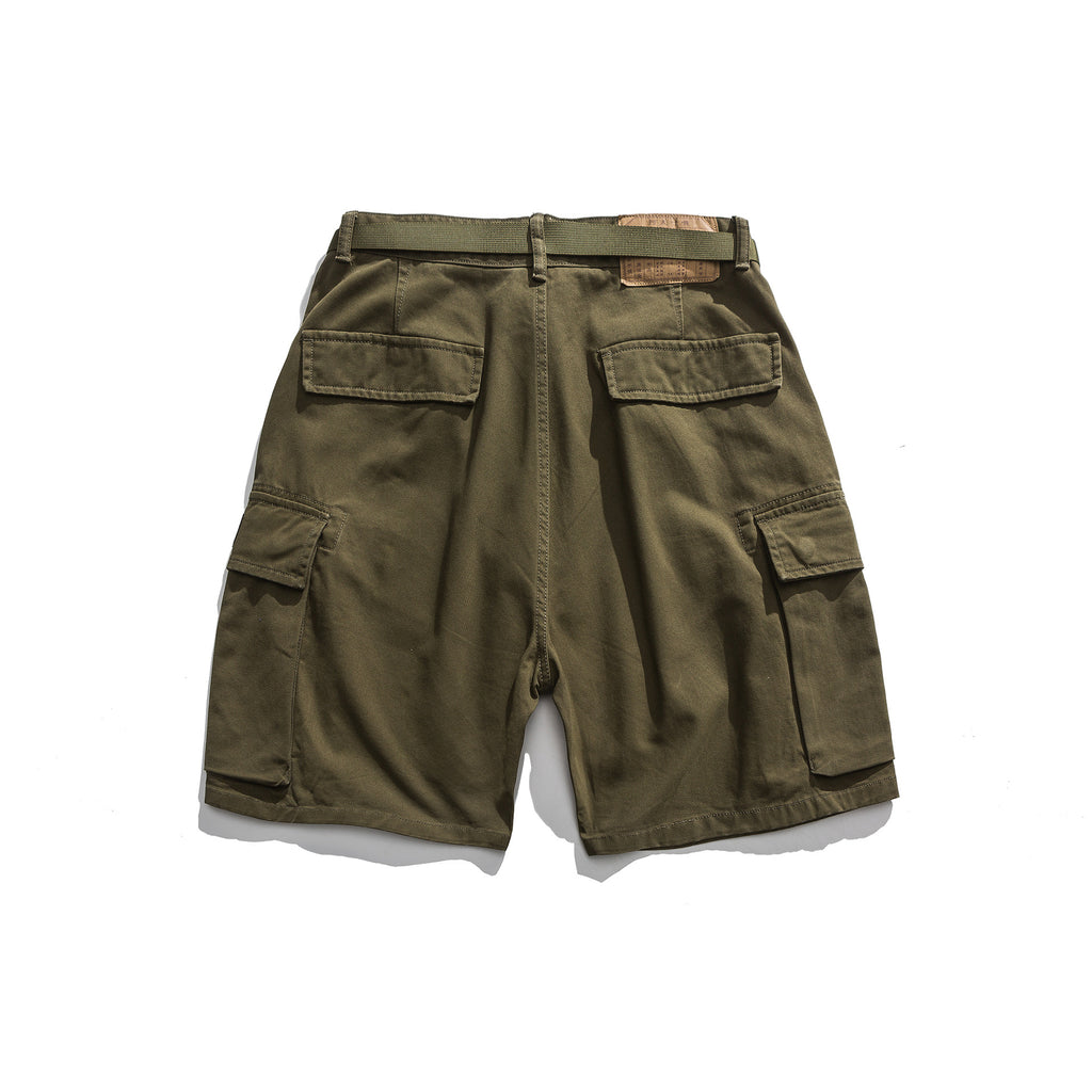 Pantalones Cortos de Trabajo Verde Ejército Caqui con Múltiples Bolsillos