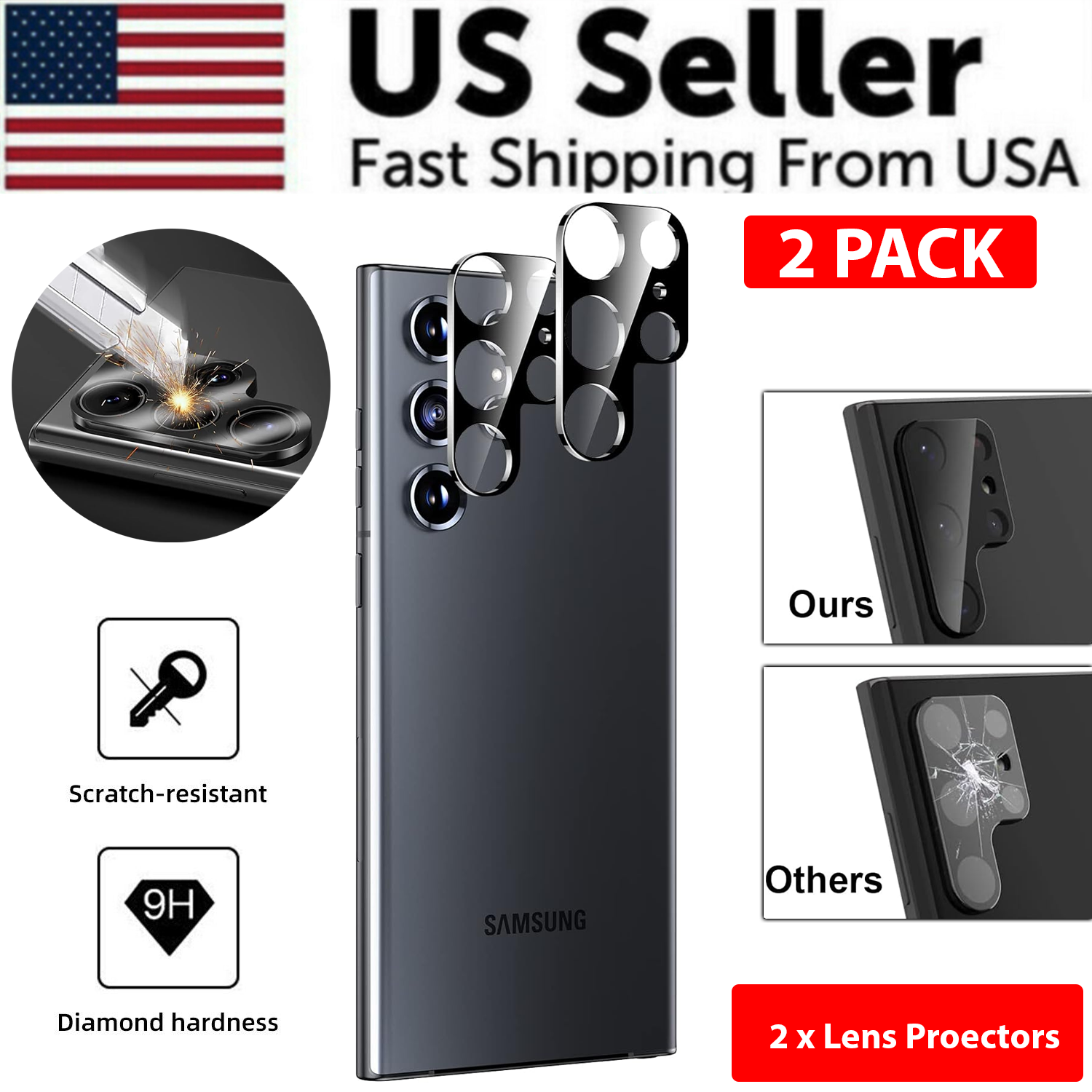 Protector de Pantalla de Cristal Templado Lente Hidrogel Para Samsung S23 S22 Ultra Plus USA