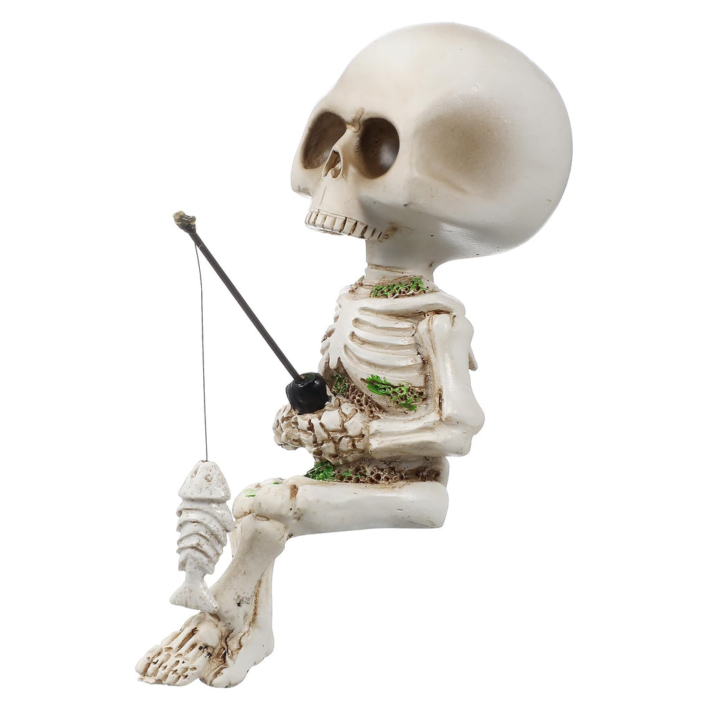 Decoración de Acuario GANAZONO de Esqueleto, Calavera Pecera Decoración de Reptiles Estatua de Calavera Pesca Figuras de Resina Esculturas de Esqueleto Decoración de Halloween